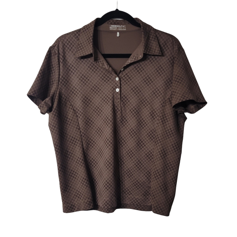 Nike Fit Dry Golf Brown Polo Shirt Classic Tailored Fit Size Large